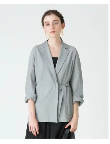 잡지 게재 allureville 린넨 스트레치 사이드 노트 자켓 그레이