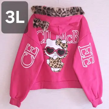 헬로키티 일광화상 세실 맥비 레오파드 무늬 지퍼 후드티 아베일