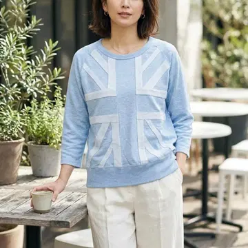 G9931*새상품급 캐서린 하넬 M 스카이블루 유니언 잭 티셔츠