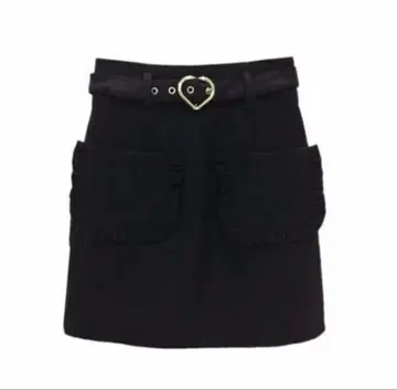 Honey Cinnamon 하트 버클 울 사다리꼴 스커트