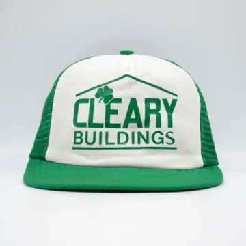 80s USA 제조 기업 로고 빈티지 메쉬 캡 건축 그린 구제 의류