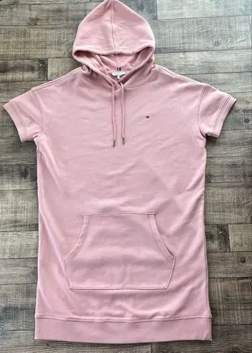 타미힐피거 핑크 후드 부착 T셔츠 맨투맨 원피스 반팔 여성용