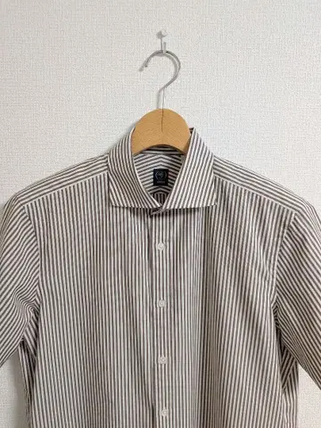 새상품급 BEAMS F 빔즈 F 셔츠 반팔 브라운 스트라이프 일본제