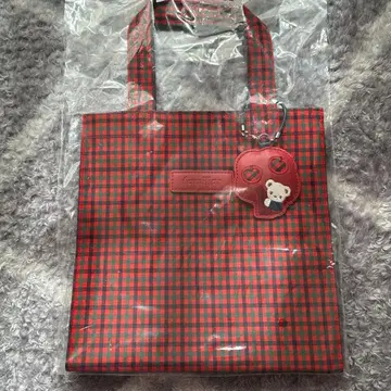 [정품] 파밀리아 토트백 빨간색 깅엄 체크 빨간 계열 체크 소
