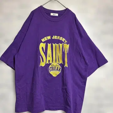 WEGO 위고 보라색 티셔츠 옐로우 컬러 로고 빅 티