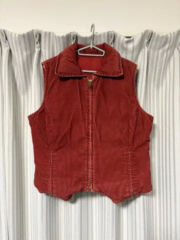 80s 90s 에디 바우어 빨간색 코듀로이 슬리브리스 베스트