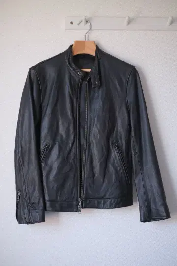 BEAMS LIGHTS 블랙 가죽 싱글 라이더 자켓 S