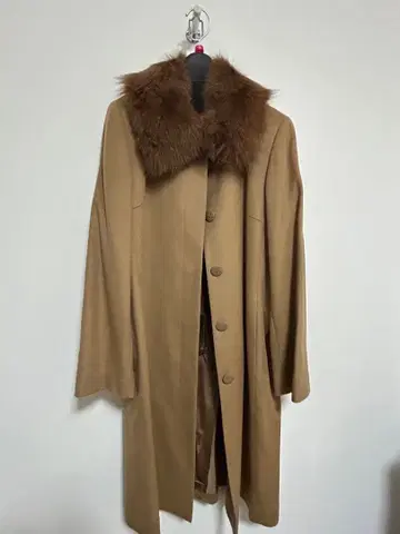 [ 미사용 새상품 ] 캐시미어 100% 롱 코트 퍼 포함