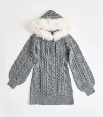 OLIVE des OLIVE 후드 부착 그레이 니트 원피스