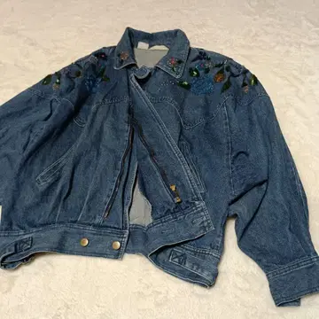 홍콩제 구제 의류 빈티지 데님 오버 사이즈 짧은 기장 비즈