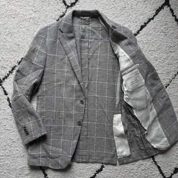 유니버설 랭귀지 카노니코 린넨 테일러드 자켓 체크 L