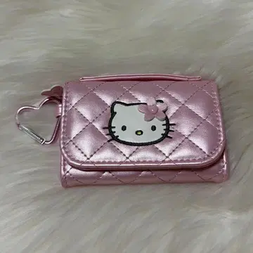 산리오 키티 핑크 퀼트 미니어처 퀼트 지갑형 코인 퍼스