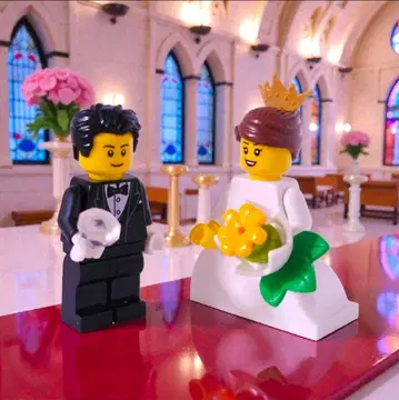 레고 미니 피규어 웨딩 결혼 증명 반지 필로우 S32