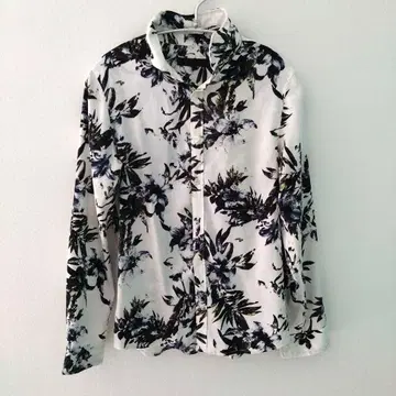 FUGA 후가 긴팔 셔츠 꽃무늬 올 패턴 오픈 카라