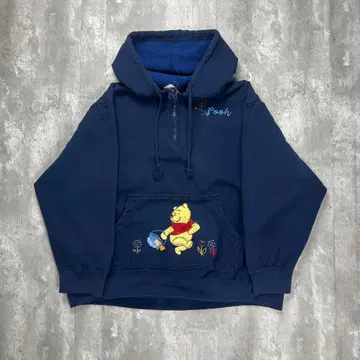 디즈니 캐릭터 자수 푸우 후드 맨투맨 네이비 M 6491
