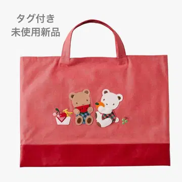 미사용 새상품 파밀리아 familiar 데님백 빨간색 레드 토트백