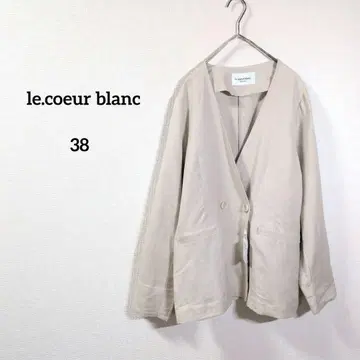le.coeur blanc 노카라 자켓 38 베이지 린넨 V넥