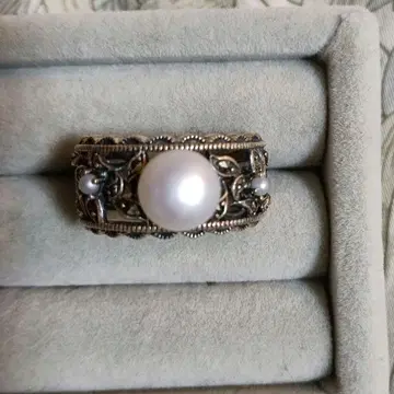 마카사이트 실버 진주 반지