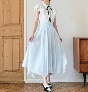 SWINGLE 백리본 헴라인 오간자 스커트