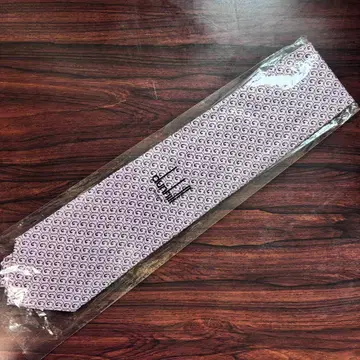 미사용 새상품 dunhill 핑크 스월 패턴 실크 넥타이