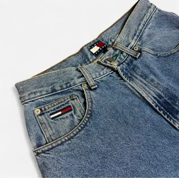 레어 타미진스 배기 데님 와이드 플래그 로고 90s 구제 의류