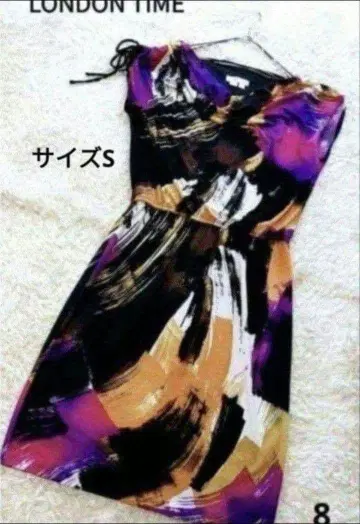 LONDON TIME 슬리브리스 원피스 S 추상 패턴 아트 모드