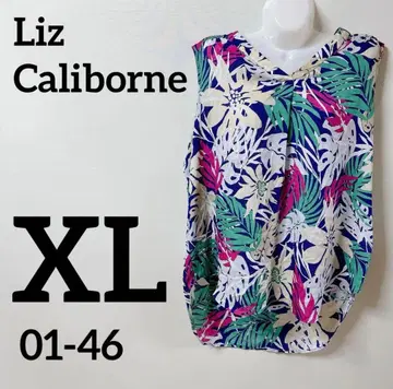 3L-4L 상당 LIZ claiborne 광택감 보타니컬 블라우스 튜닉