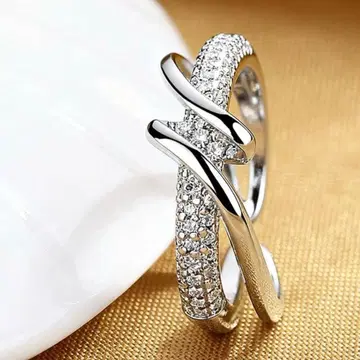 다이아몬드 메레 다이아 스네이크 디자인 실버 반지 합금제 뒤트임