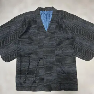 블랙 스트라이프 겉옷 블루 안감 기모노 g59