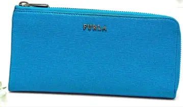 새상품급 FURLA 훌라 가죽 L자 지퍼 장지갑 터콰이즈 블루