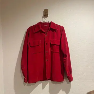 50s 빨간색 코듀로이 셔츠 보드 셔츠 긴팔 셔츠