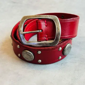 archive Rock Studs Red Leather Belt