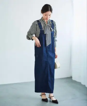 le.coeur blanc 헴프 데님 점프 스커트