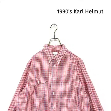 90s 빈티지 칼 헬무트 체크 무늬 버튼 다운 셔츠
