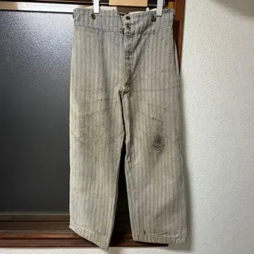 30s 40s 프렌치 빈티지 샴브레이 스트라이프 팬츠 유로 구제 의류