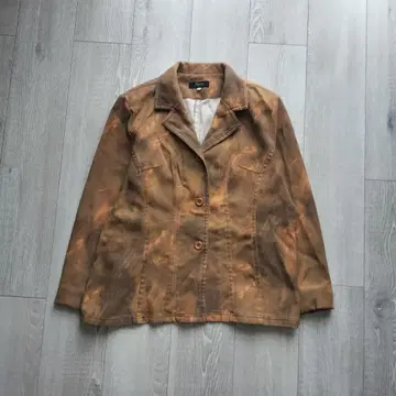 90s 빈티지 테일러드 자켓 브라운 타이 다이풍 개성파