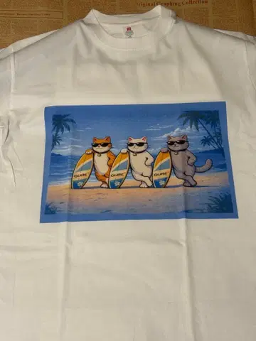 GURE SURF CLUB 서핑T셔츠 화이트 시티보이 냥코