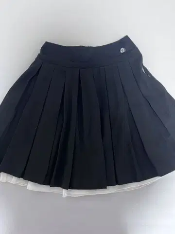 더블 웨이스트 플리츠 스커트 블랙