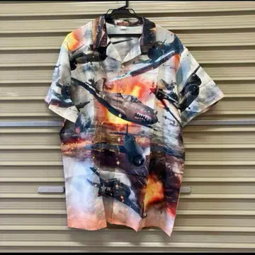 제2차 세계 대전 전투기 탱크 폭격기 하와이안 셔츠 XL 밀리터리 머스탱