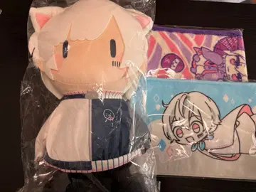 마후마후 앉은 봉제 인형, 머플러 타월, 캔뱃지, 메모지 묶음 판매