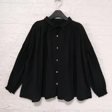 Gauze# 목 리본 끈 루즈핏 블라우스