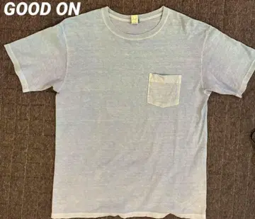 굿온 GOOD ON 포켓 T셔츠 라이트 블루 크루넥 일본제