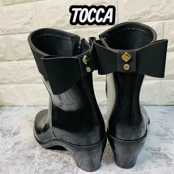 TOCCA 레인부츠 리본 블랙 숏 기장 사이드 지퍼