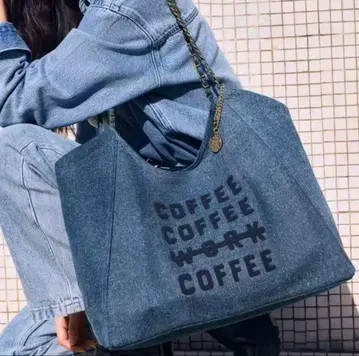 중국 한정판 스타벅스 데님 토트백 체인 숄더
