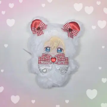 A286 화이트 곰 깅엄 체크 리본 앙스타 이츠누이