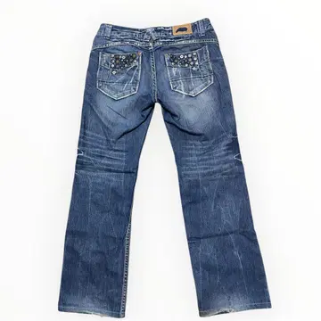 00s y2k archive 오니히게 스컬 스터드 데미지 데님 팬츠