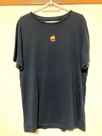 [초기 Apple] 애플 블랙 T셔츠 스포츠 타입 [Macintosh]