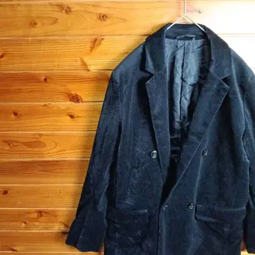 테일러드 자켓 벨로아 벨벳 스웨이드 느낌 더블 클래식 L 블랙
