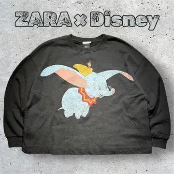 ZARA x Disney 덤보 프린트 맨투맨 블랙 콜라보 블랙 S