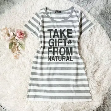 EASTBOY 보더 T셔츠 그레이 화이트 11 면 체형 커버